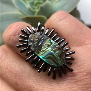 Kendra Scott gun metal and abalone ring